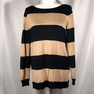 Solid Black & Metallic Gold Striped Long Sleeves